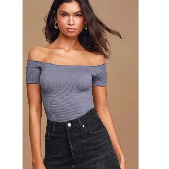 Free People Moulin Ruched Cami Top in Blue Size M-L - Picture 1 of 7